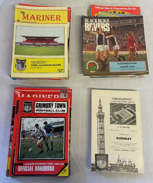 Collection of approximately 75 Grimsby Town Football club programs, including 1981-82 official