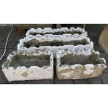 2 large and 2 smaller concrete planters - large approx. 77cm x20.5cm