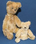 Small antique style Bosky Bears mohair jointed teddy bear 17cm length & miniature Schuco style