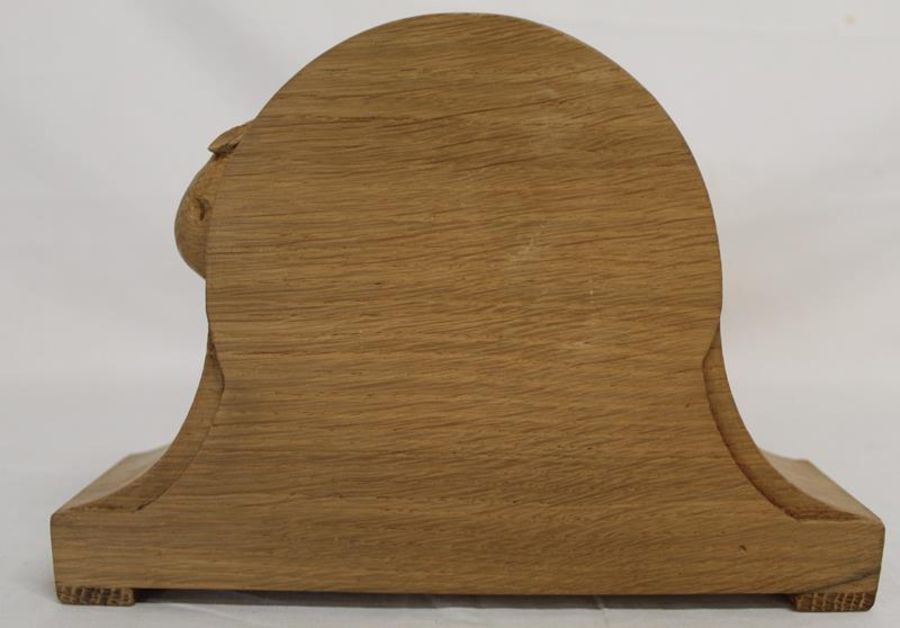 Oak clock with carved mouse detail (not by Robert 'Mouseman' Thompson) - Image 3 of 4