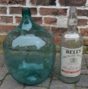 Glass carboy (Ht 52cm) & a large empty whisky bottle