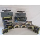 Collection of Solido army vehicles and DeAgostini ships - Bismarck and HMS Hood also some Cararama