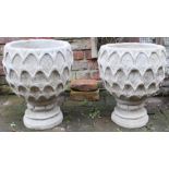 Pair of concrete pineapple urns