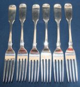 6 silver desert forks, James Crichton Glasgow 1845, 8.66ozt