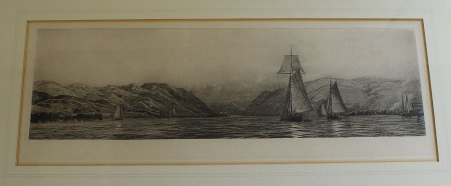 Four gilt framed Harold Wyllie (1880-1975) etchings with aquatint, (details verso) "Waterside Town - Image 2 of 6