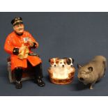 Royal Doulton Vietnamese pot bellied pig (small chip to back trotter), Royal Doulton figurine "