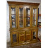 Large mirror back display cabinet in walnut W 145cm D 41cm Ht 194cm