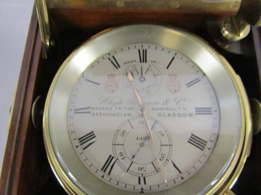 Victorian marine chronometer by Whyte,Thomson & Co 'Makers to the Admiralty' Glasgow, numbered 4492, - Image 10 of 16