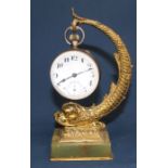 Swiss made manual wind The Atlas Watch solid glass ball clock / watch, supported by gilt metal
