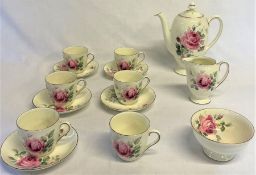 Royal Doulton 'June' half coffee set with missing saucer and one cracked saucer