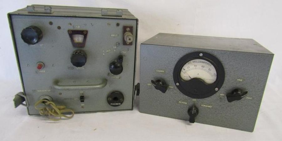 Metal cased milliampere meter and a radio receiver