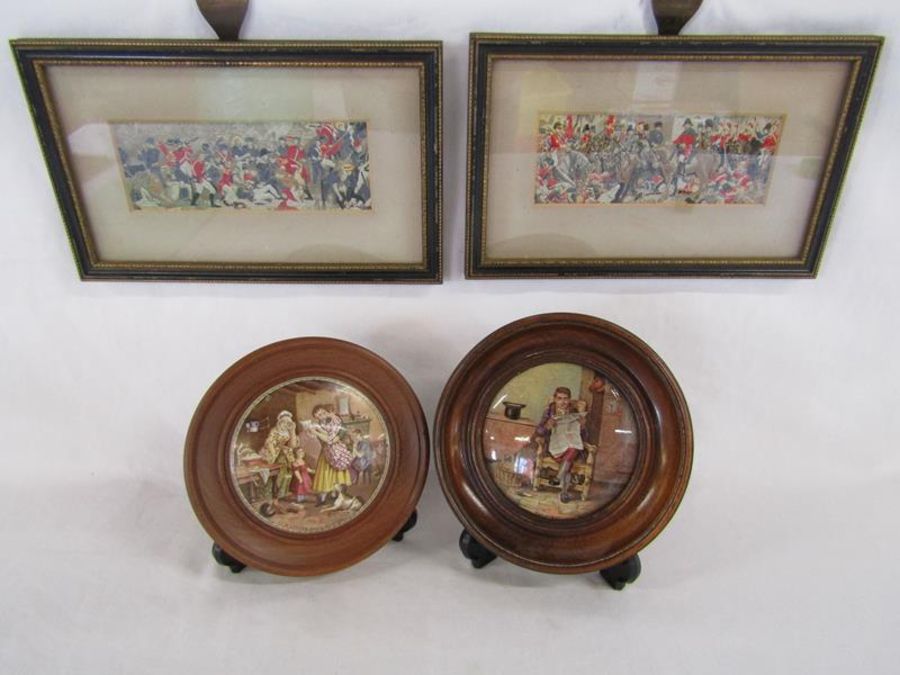 2 mounted pot lids 'A letter from the Diggings' and 'The Times' also 2 framed Thomas Stevens of