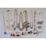 Costume jewellery to include some silver mounted earrings