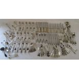 Large selection of silver plate cutlery includes Viners and a shell spoon
