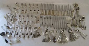 Large selection of silver plate cutlery includes Viners and a shell spoon