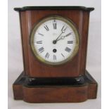 19th century mahogany & ebonised mantel clock - approx. 23cm x 21.5cm x 22.5cm