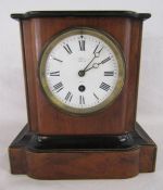 19th century mahogany & ebonised mantel clock - approx. 23cm x 21.5cm x 22.5cm