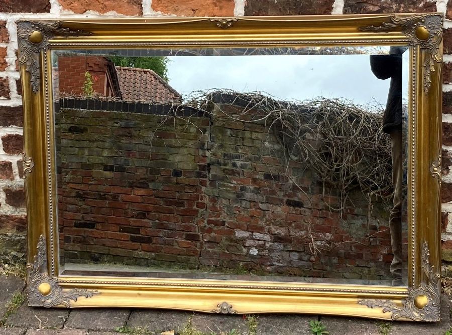 Large ornate gilt frame wall mirror 106cm by 75cm