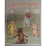 Framed book cover "In Animal Land with Louis Wain" 34.5cm x 39cm believed to be c. 1904