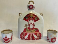 Russian Lomonosov decanter and cups (sealed with contents)