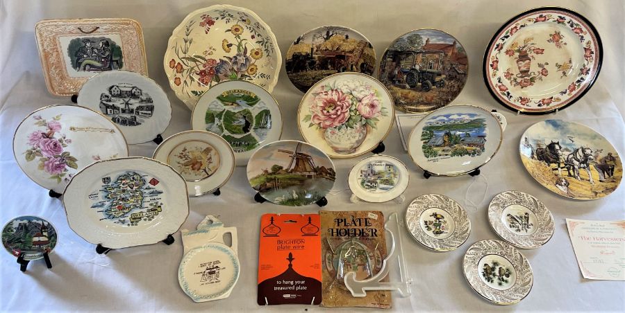 Selection of decorative plates, including collectors plates, Wedgwood dish and 19th century wall