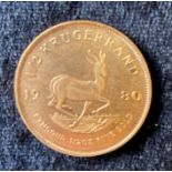 1980 half Krugerrand gold coin