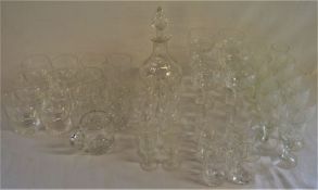 Various sets of crystal drinking glasses & a decanter