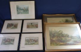 Set of four hand coloured hunting prints in Hogarth frames "The Cream of Leicestershire" by John