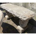 Large straight concrete timber seat on squirrel plinths