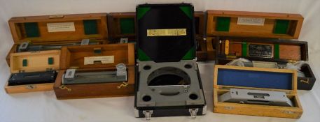 8 cased precision bubble levels including Hilger & Watts, Vickers, Troughton & Simms