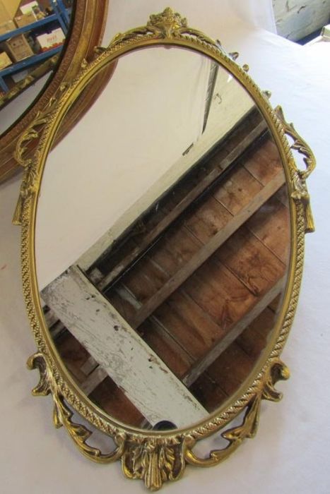 Wooden oval mirror and metal gilt framed oval mirror - Image 2 of 4