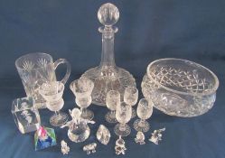 Royal Doulton glass tankard, ships decanter, sherry glasses, bowl and Edingburgh crystal also