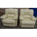 2 cream leather recliner chairs