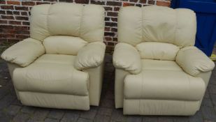 2 cream leather recliner chairs