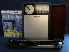 Tetra My First Aquarium 18L (new), laundry bin, CPC tripod & memo board