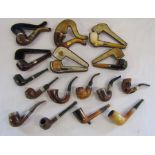 Collection of silver collared smokers pipes also include a 18ct rolled gold calabash pipe