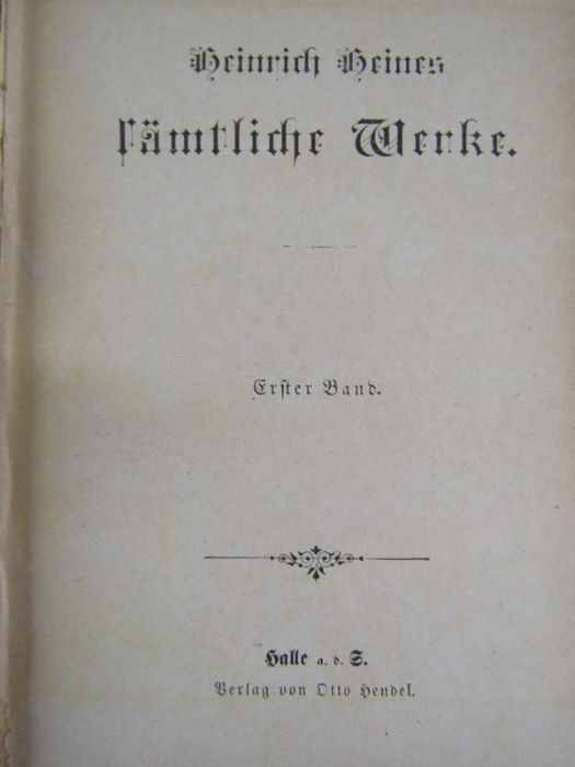 Heine 4 volumes by Heinrich Heine also Chamiffo Werke - Image 5 of 8