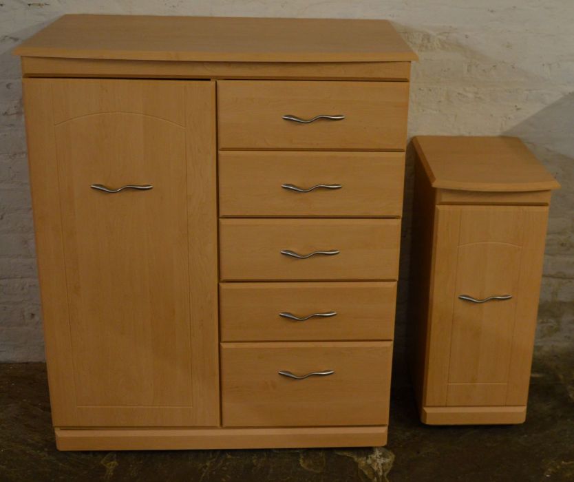 Modern chest of drawers and a bedside cabinet