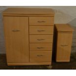 Modern chest of drawers and a bedside cabinet