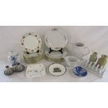 Collection of ceramics includes - 2 small stoneware bottles, Czechoslovakia plates, Best English
