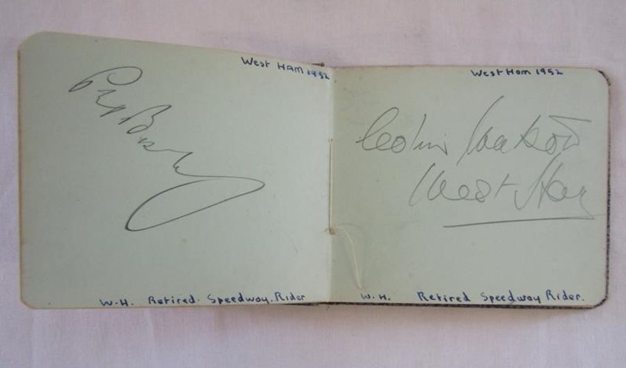 Autograph book containing signatures from West Ham Hammers Speedway racers 1952 possibly other - Image 2 of 8