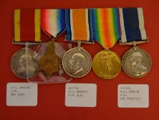 Group of five medals awarded to CPO W L Barlow: China 1900, 1914-15 Star, British War Medal, Victory