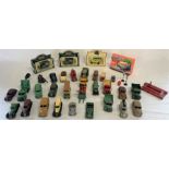 Selection of various diecast cars and 4 boxed diecast cars including John West, Swan Vestas and