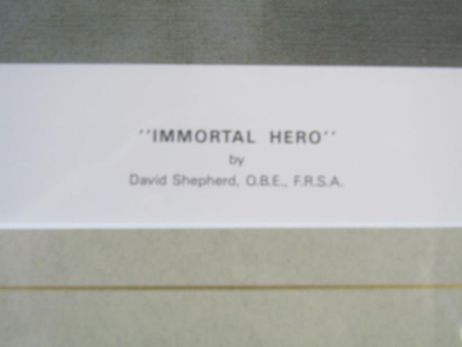 David Shepherd 'Imortal Hero' limited edition framed print 216/9590 - approx. 82cm x 76cm - Image 7 of 7