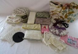 Collection of fabric bindings and edgings also handmade bags