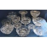 Selection of cut glass bowls including Bohemia glass & cut glass vase