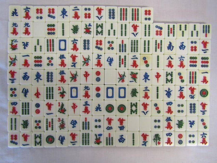 19th mahogany box containing mahjong solitaire set - Image 3 of 6