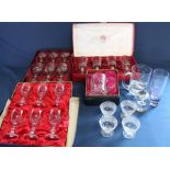 Set of 4 cut glass salts, 2 glass tankards, paperweight, Burgundy Collection of lead crystal glasses