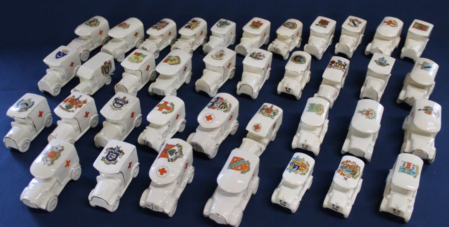 37 crested china ambulances including Arcadian, Clifton, Shelley, Triood, Coronet Ware, Waterfall - Image 3 of 7