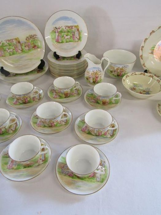 Unmarked tea set with farming children Kate Greenaway design and Royal Doulton 'Bunnykins' breakfast - Image 3 of 5